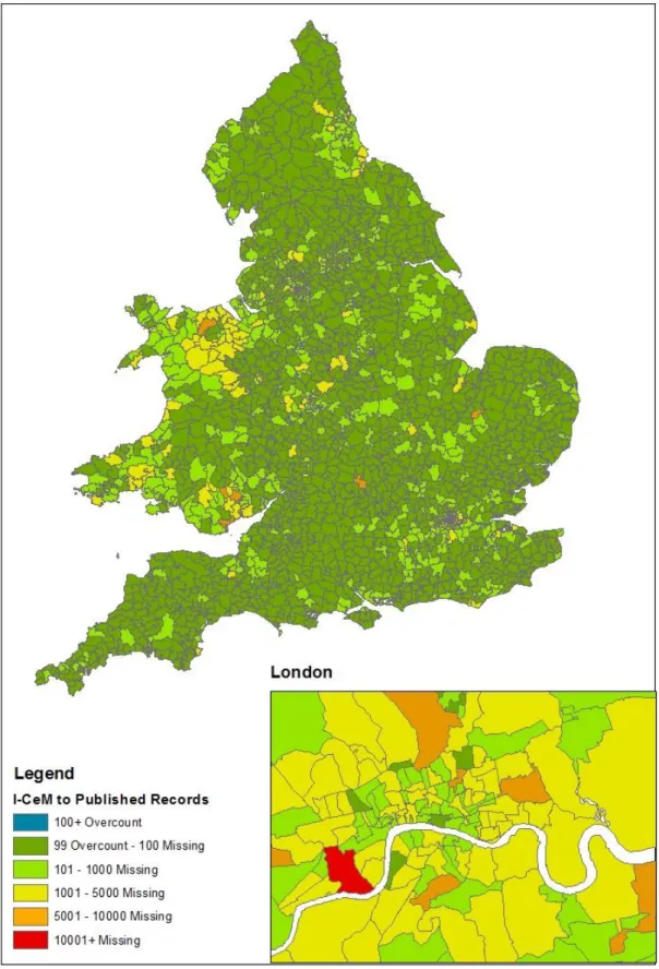 Figure  2:  1861  differences  in  absolute  numbers  between  I-CeM  population  counts  and  the  published numbers by RSD