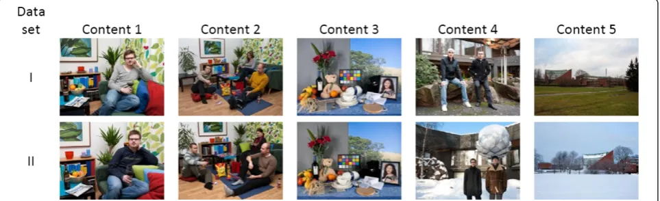 Figure 5 The proposed image-quality framework was validated using five image contents and two subjective datasets.