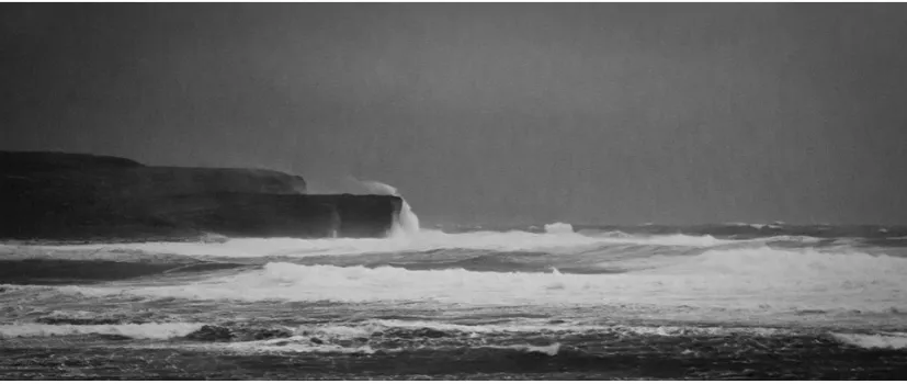 Figure 2: Waves crashing over Orkney’s cliffsPosted by: Nicola Smith on  ‘Orkney Seas’ Facebook page January 14th 2015 
