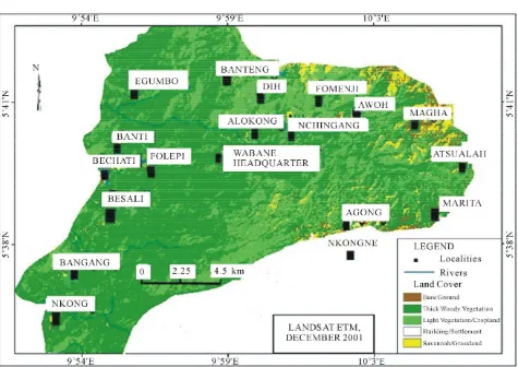 Figure 1. Satellite images of the Mount Bambouto Caldera of the western highlands of Cameroon