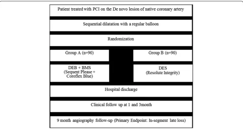 Figure 1 Drug-eluting balloon first study algorithm. BMS, bare metal stent; DEB, drug-eluting balloon; DES, drug-eluting stent; PCI,percutaneous coronary intervention.