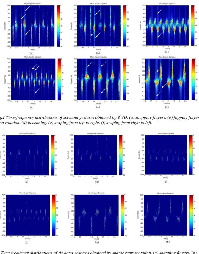 Fig. 3 shows the TFS of the hand gesture signals solved by  OMP  from  (6).  From  Fig