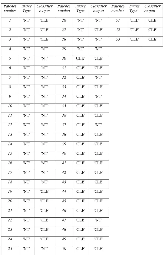 Table 5:- List of the results of CSLBP with emphysema database 