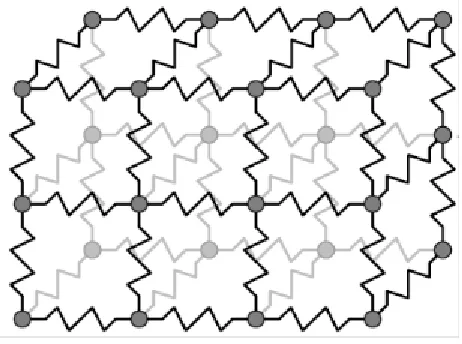 Figure 2 A  portion of a mass-spring model. Springs connecting point masses. [1] 