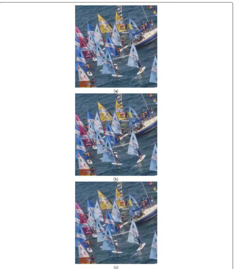 Figure 6 Results of compressing theimage (PSNR = 35.36 dB, SSIM = 0.932, VIF = 0.927, VSNR = 42.87 dB, WSNR = 40.25 dB, PSNR-HVS-M = 44.45 dB, entropy = 0.739) withand “Sail” color image with the proposed compression scheme