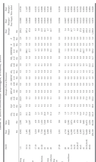 Table 5: Environmental Damages, Ireland, 2000