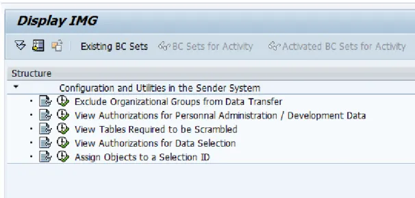 Figure 2: The Customizing Structure for the Activity Configuration and Utilities in the Sender System 