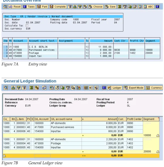 Figure 7  Entry View and General Ledger view for Vendor Invoice 