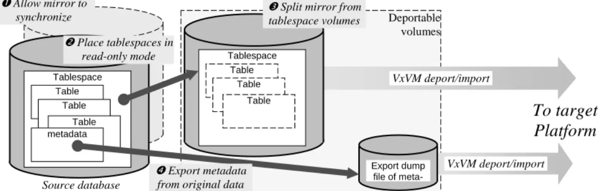 Figure 8: Using Split Mirrors in a Transportable Tablespace Set  