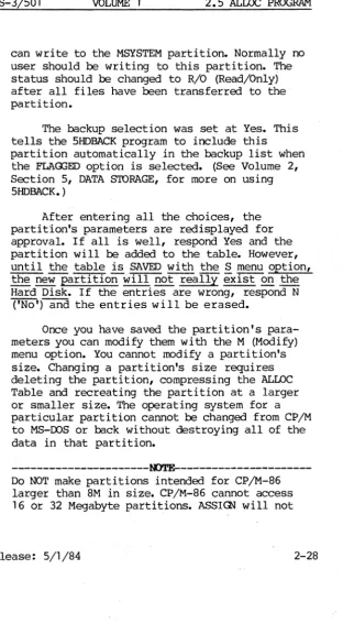 Table and recreating the partition at a larger or smaller size. The operating system for a particular partition cannot be changed from 