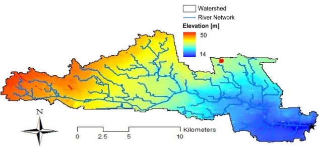 Figure 2.1. Greens Bayou basin in eastern Texas. The basin has a catchment area of 178 km 2 