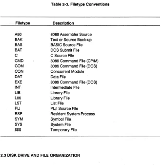 Table 2-3. Filetype Conventions 