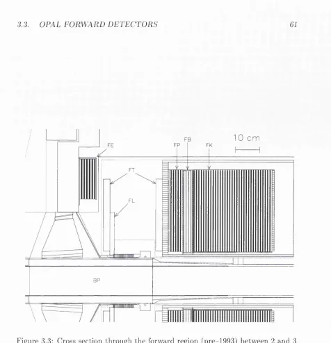 Figure 3.3: Cross section through the forward region (pre-1993) between 2 and 3 