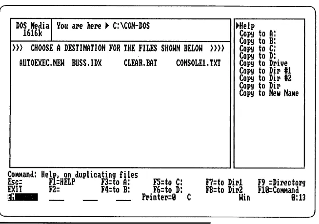 Figure 6.3 Selecting files with the Ins and Del keys. 