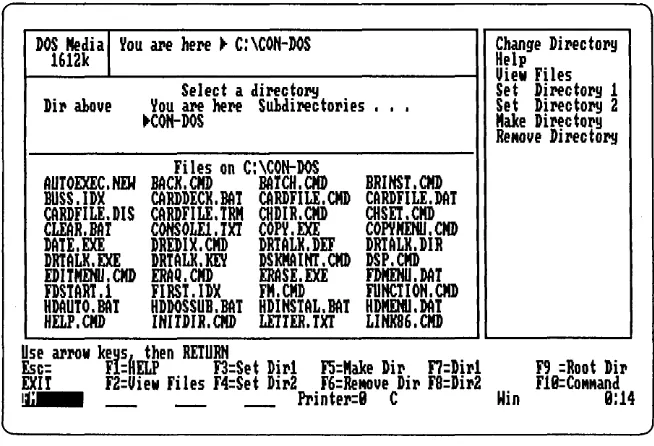 Figure 6.5 The File Directory submenu. 