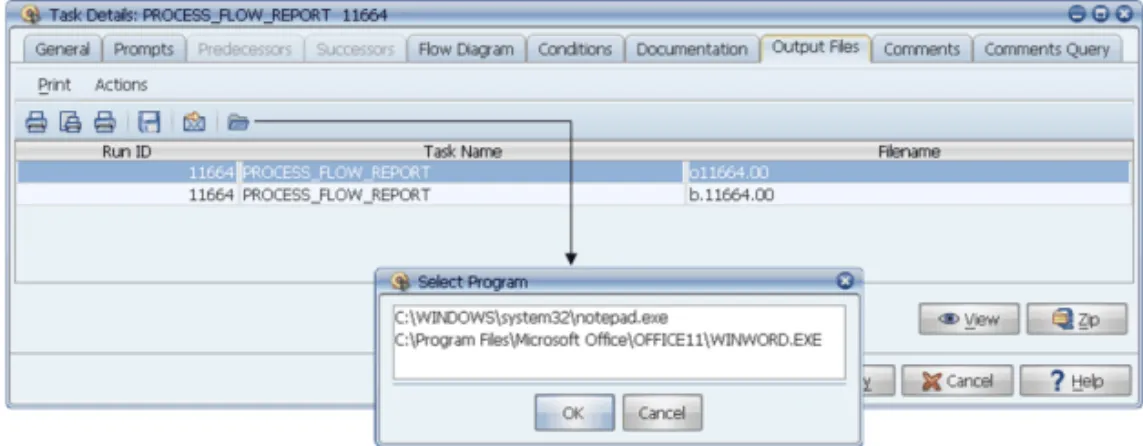 Figure B. Click the Open With icon to select an application to use to open the  selected output file