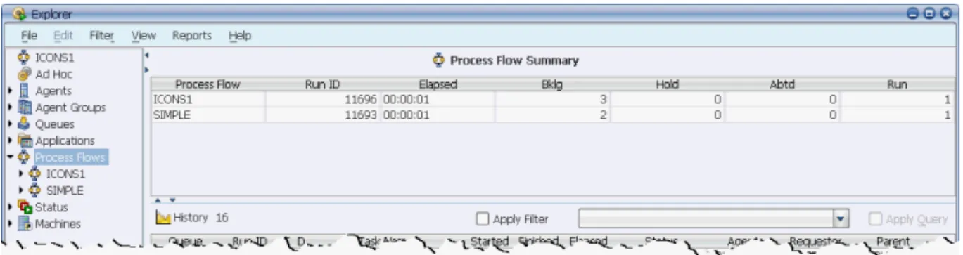 Figure A. The Process Flows icon can be selected in the Explorer window to focus on  process flows in the Backlog.