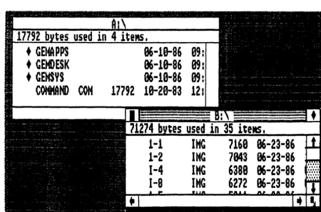 Fig. 1-12. By selecting the Show as Text and Sort by tation Size commands from the View Menu, the presen-of the disk's directory can be altered