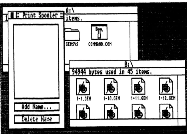 Fig. 1-16. This desk accessory forms a list of ASCII text files for output to the connected perip-heral