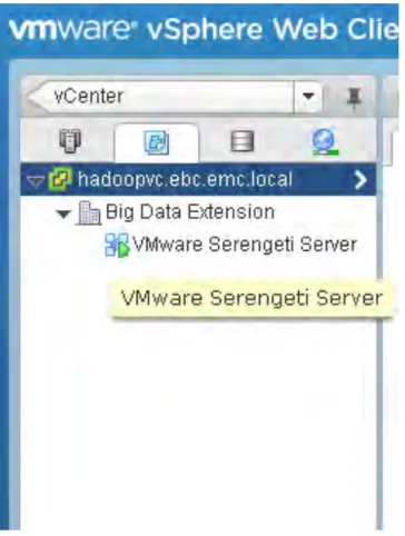 Figure 18. Locate Serengeti Server in vSphere Web Client 