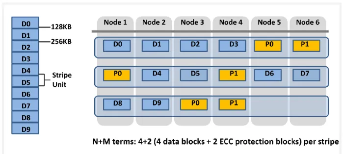 Figure 13: OneFS Redundancy – N+M Erasure Code Protection 