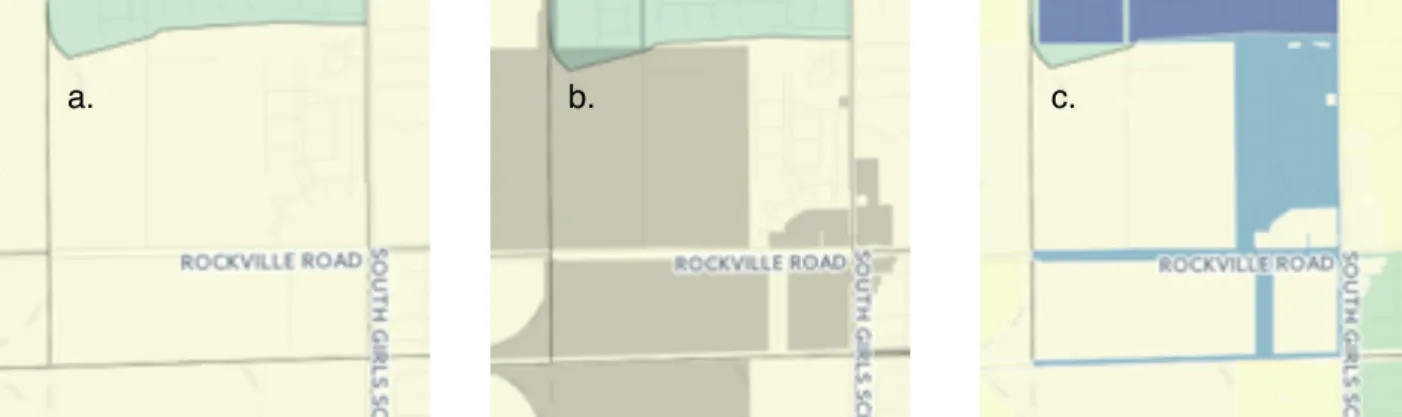 Figure 2. Census block group depicting the affect of non-habitable land use  on population density measurements.