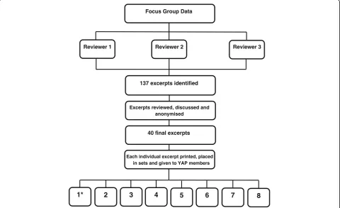 Fig. 1 Preparation of focus group data. *Each box labelled 1–8 represents an individual youth advisory panel (YAP) member