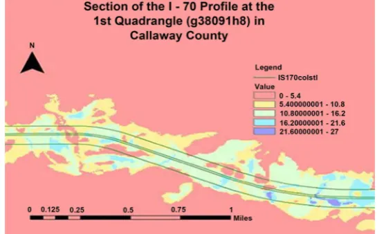 Figure 2. The I—70 Profile (Visible/Not Visible) at the 1st quadrangle in Callaway County