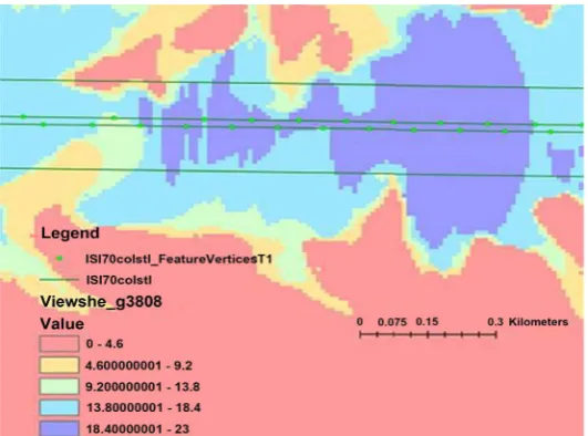 Figure 4. The I—70 Profile (Visible/Not Visible) at the 2nd quadrangle in Callaway County