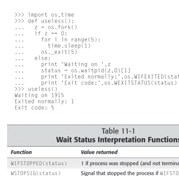 Table 11-1Wait Status Interpretation Functions
