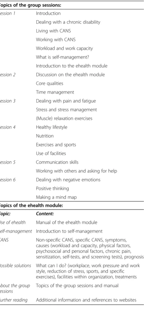 Table 2 Topics of the group sessions and ehealth