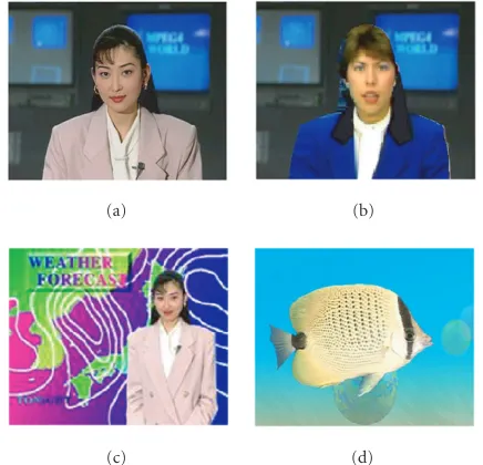 Figure 5ﬁrst frame of video sequence “Akiyo,” shown inMPEG7 speciﬁcation, 35 ART coecoecient is quantized to 4 bits/coeshape descriptor is a 140-bit data