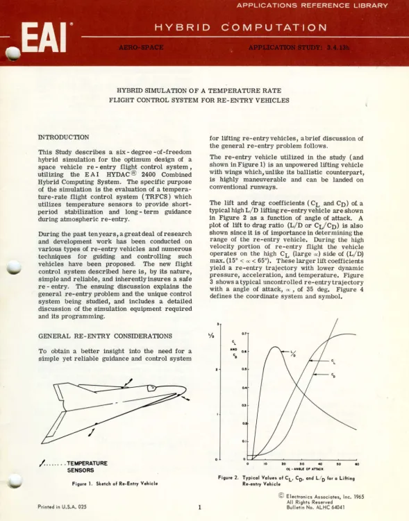 Figure 2. Typical Values of C L• CO. and LI D for a Lifting Re.entry Vehicle 