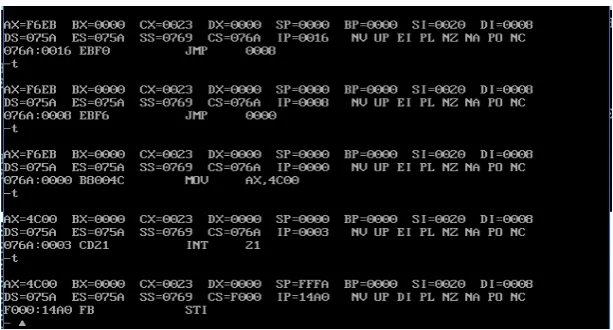 Figure 8. The running result 3 of assembly programme 2. 