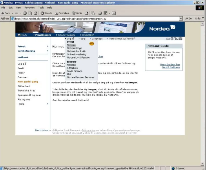 Illustration 22 Screen dump of the scrool menu on page 1.