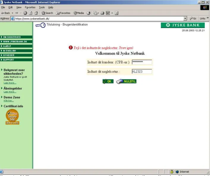 Illustration 23 The system responds with this error message: "Error in typed in "key card" number