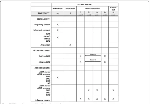 Fig. 2 SPIRIT figure. Description of the rTMS study protocol