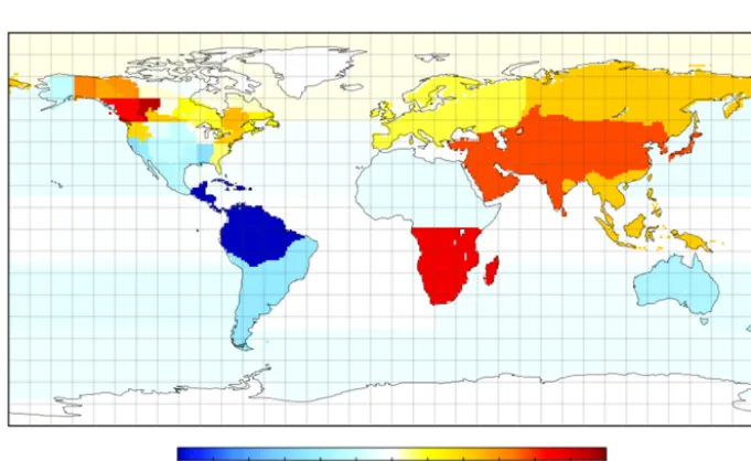 Figure 8. Global distribution of inverted CO2 ﬂux using CO2 data only (2002–2004 average).