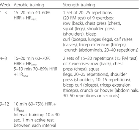 Table 1 Overview of the exercise programme