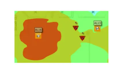 Figure 3. VisualRF displays the locations of all rogue devices found by RAPIDS.