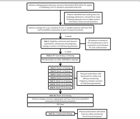 Fig. 2 Flowchart of CXCR2 Inhibition – a novel approach to treating CoronAry heart DiseAse (CICADA) trial protocol