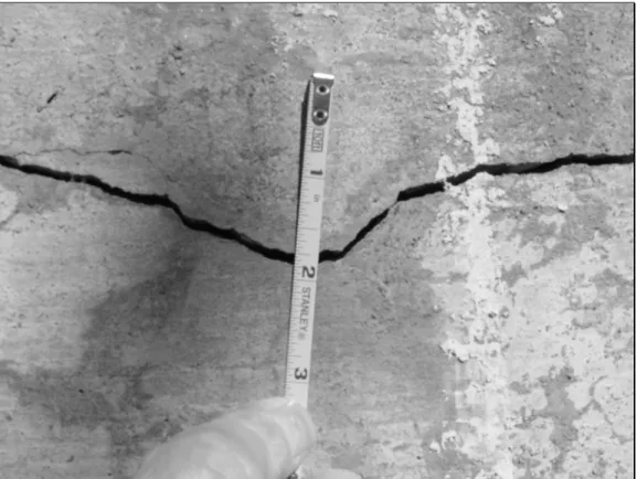 Figure 5.  At some locations, crack was 0.25 in at surface. 