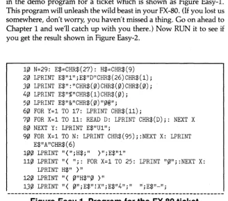 Figure Easy·1. Program for the FX·80 ticket. 