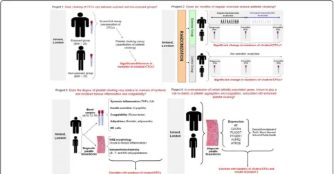 Fig. 1 Schematic of the four projects involved in the ExPeCT trial. BMI body mass index, CTC circulating tumour cell, H&E haematoxylin and eosin,NK natural killer, TNF tumour necrosis factor