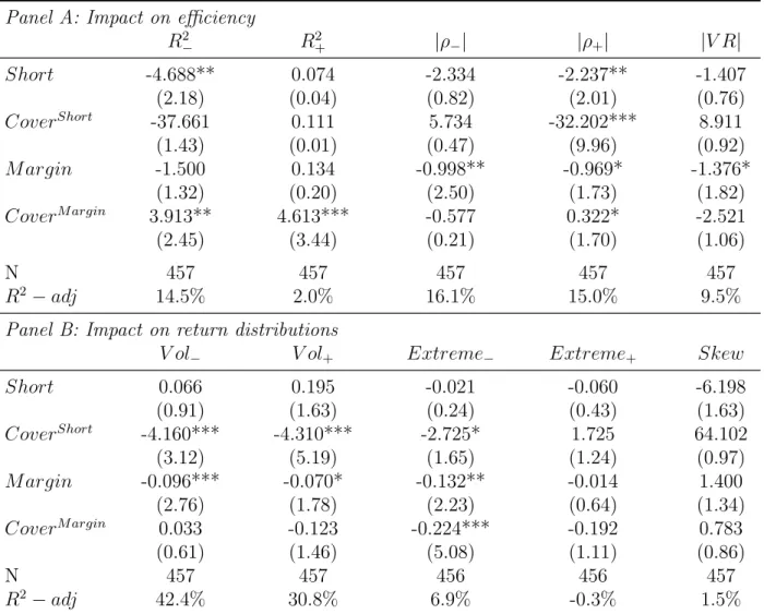 Table 5: Impact on efficiency and volatility