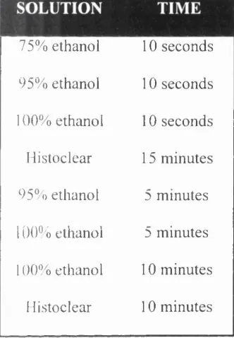 Table 2-1. Schedule for dehydration in a graded series of ethanols