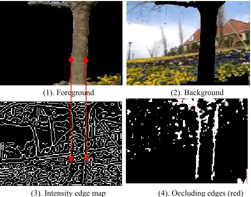 Figure 3. Motion segmentation results by the subspace segmentation approach only. (1) The occlusion regions from the opti-cal flow field between frame 1 and 2; (2) and (3) are the segmentation results only using the subspace segmentation approach described