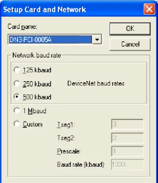 Figure 3.1-1: Setup Card and Network Dialog 