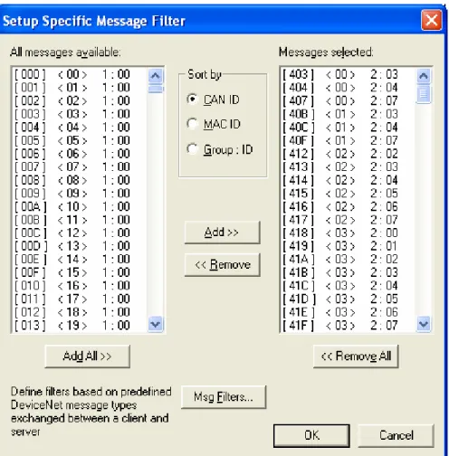 Figure 3.2.1-1:  Setup Specific Message Filter 