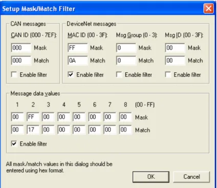 Figure 3.2.2-1:  Setup Mask/Match Filter 